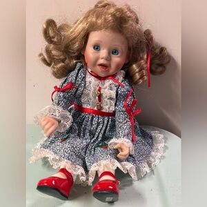 Vintage holiday porcelain doll 1989